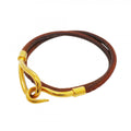 Hermes Bracelet Jumbo Hook Gold Plated Leather Brown
