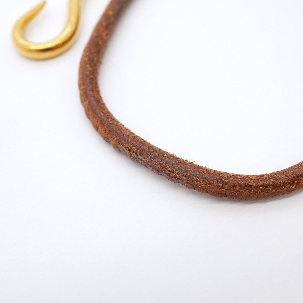 Hermes Bracelet Jumbo Hook Gold Plated Leather Brown — view 7