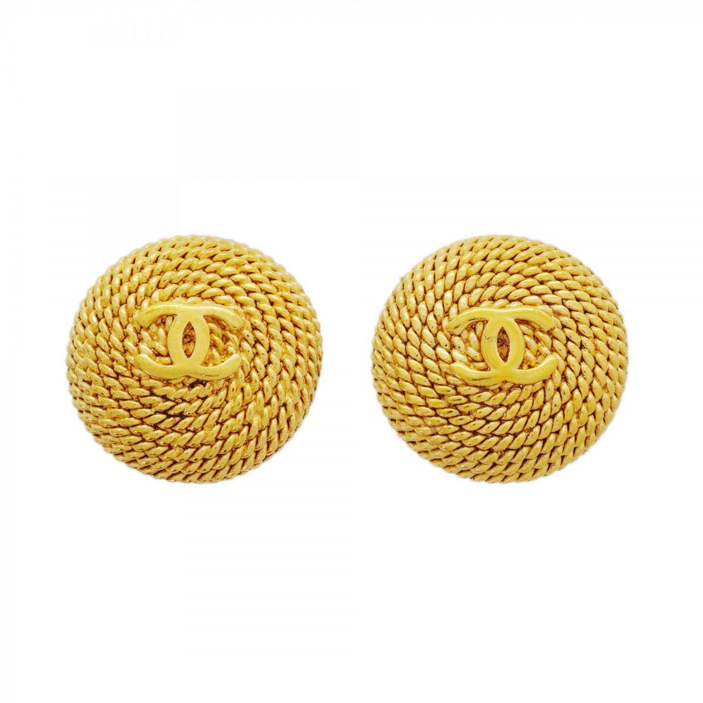 Chanel Earrings Vintage CC Logo Round