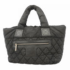 Chanel Tote Coco Cocoon Nylon Black Silver
