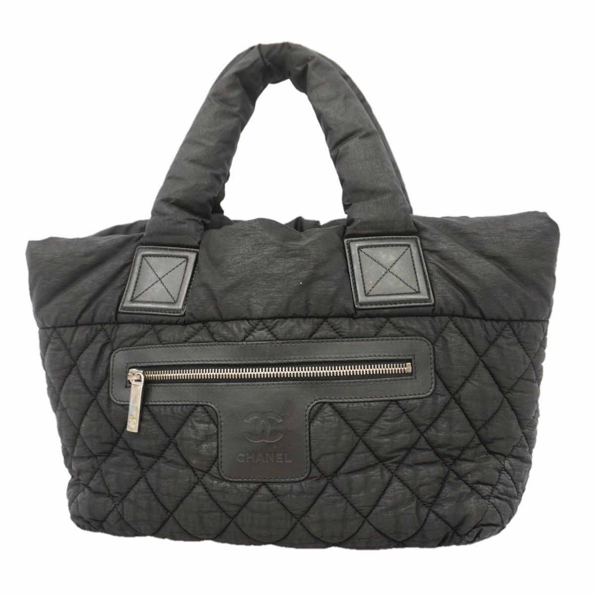 Chanel Tote Coco Cocoon Nylon Black Silver