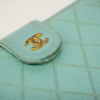 Chanel Wallet Quilted Caviar Leather Mint Green Gold — view 7