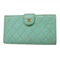 Chanel Wallet Quilted Caviar Leather Mint Green Gold
