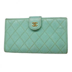 Chanel Wallet Quilted Caviar Leather Mint Green Gold