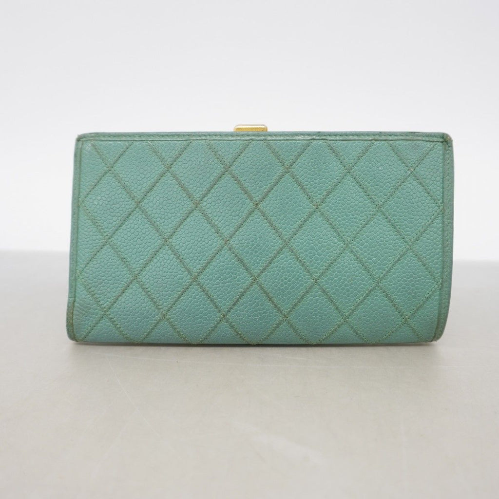 Chanel Wallet Quilted Caviar Leather Mint Green Gold — view 9
