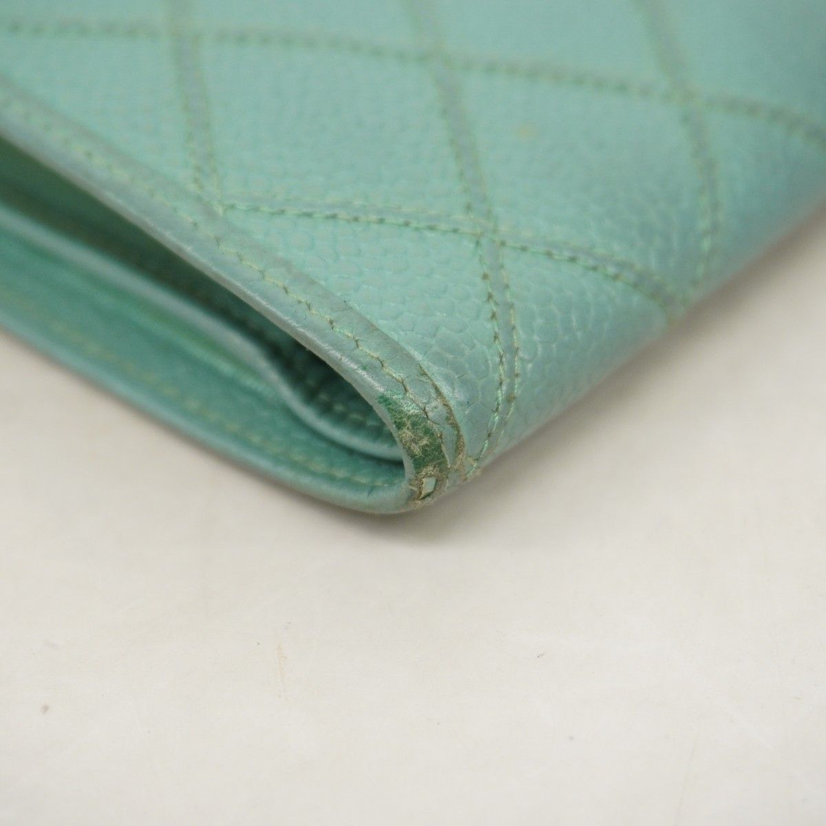 Chanel Wallet Quilted Caviar Leather Mint Green Gold — view 6