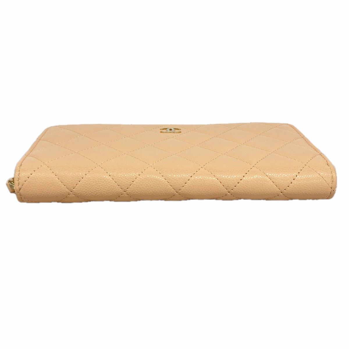 Chanel Wallet Quilted Caviar Leather Beige Champagne Gold