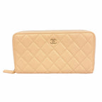 Chanel Wallet Quilted Caviar Leather Beige Champagne Gold — view 8