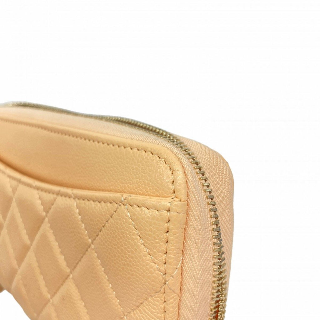 Chanel Wallet Quilted Caviar Leather Beige Champagne Gold — view 6