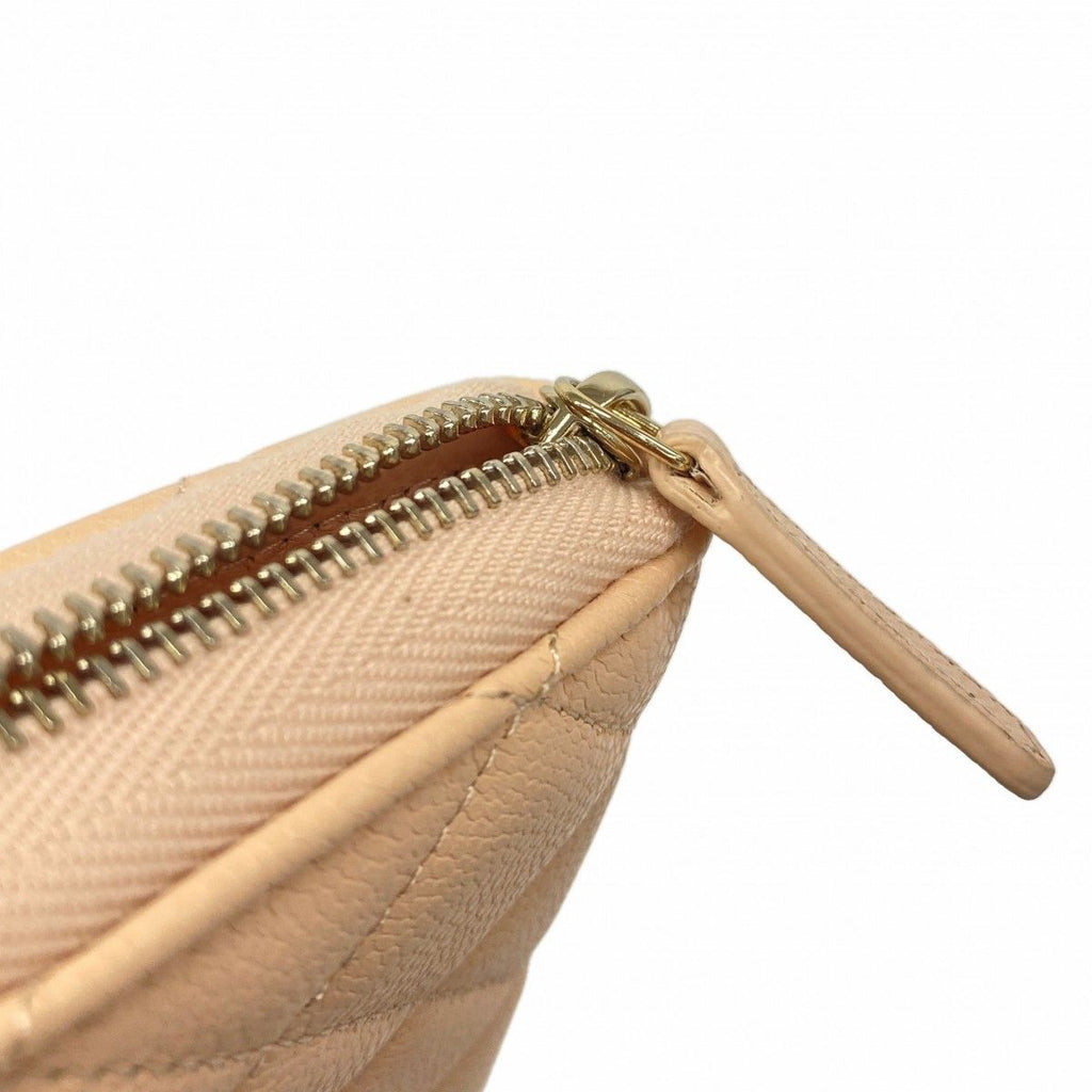 Chanel Wallet Quilted Caviar Leather Beige Champagne Gold — view 7