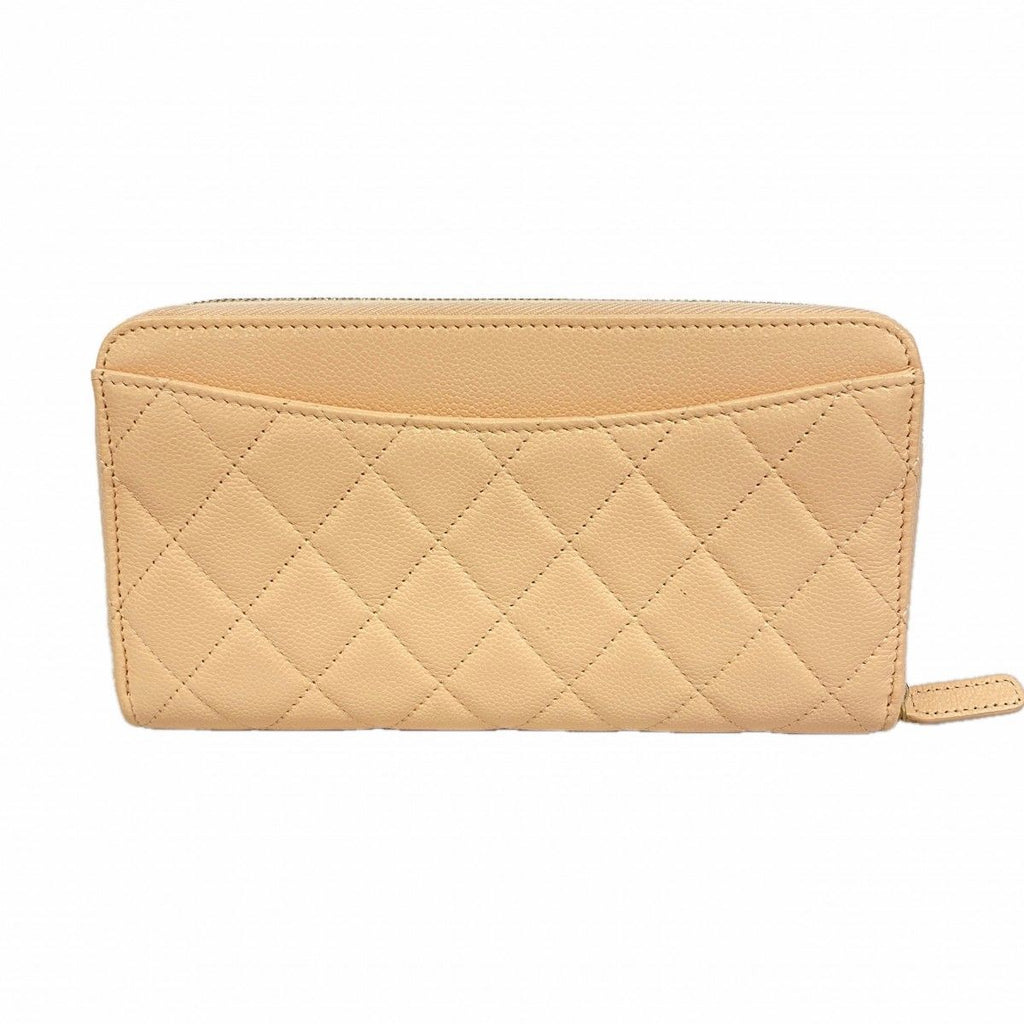 Chanel Wallet Quilted Caviar Leather Beige Champagne Gold — view 2