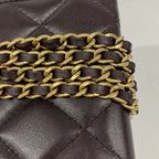 Chanel Shoulder Wallet Quilted Lambskin Dark Brown Gold — view 6