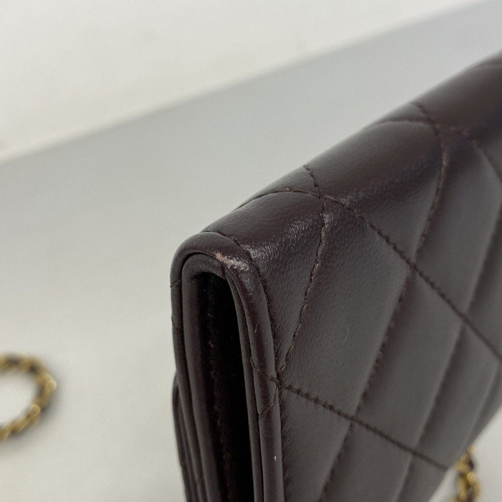 Chanel Shoulder Wallet Quilted Lambskin Dark Brown Gold — view 5