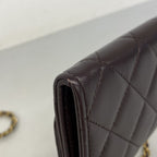 Chanel Shoulder Wallet Quilted Lambskin Dark Brown Gold — view 5