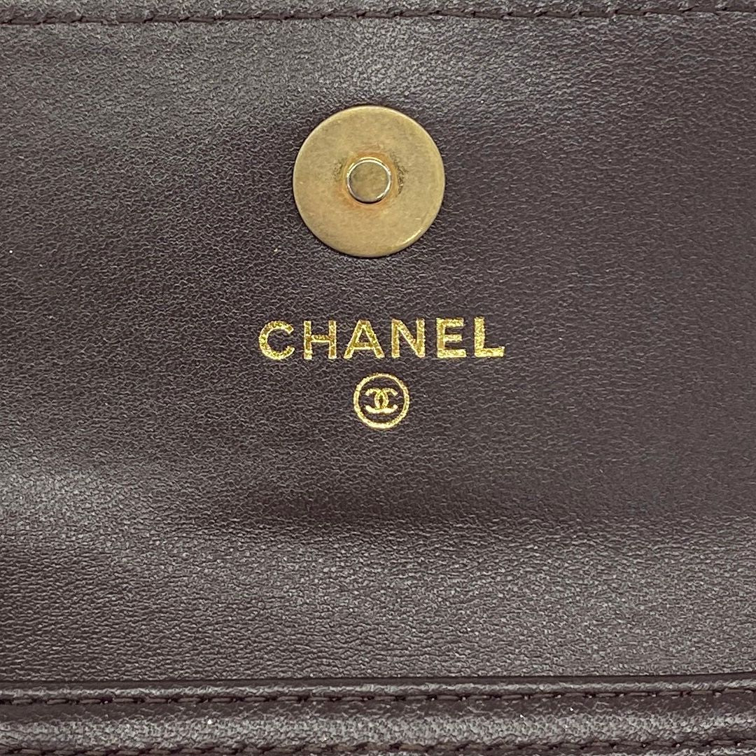 Chanel Shoulder Wallet Quilted Lambskin Dark Brown Gold — view 4