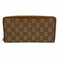 Gucci Wallet GG Canvas Brown Champagne Gold