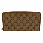 Gucci Wallet GG Canvas Brown Champagne Gold