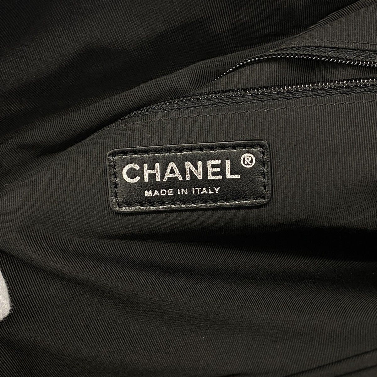 Chanel Chain Tote Quilted Lambskin Black Silver — view 5