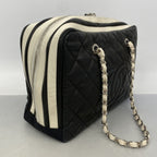 Chanel Chain Tote Quilted Lambskin Black Silver — view 2