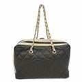 Chanel Chain Tote Quilted Lambskin Black Silver