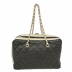 Chanel Chain Tote Quilted Lambskin Black Silver