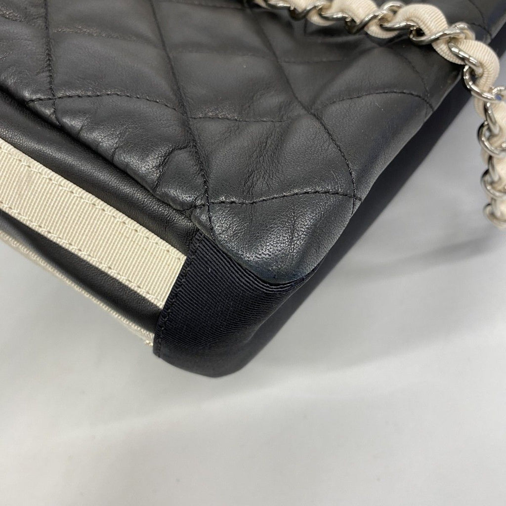 Chanel Chain Tote Quilted Lambskin Black Silver — view 6