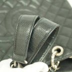 Chanel Chain Tote Quilted Caviar Leather Black Silver — view 9