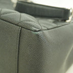 Chanel Chain Tote Quilted Caviar Leather Black Silver — view 6
