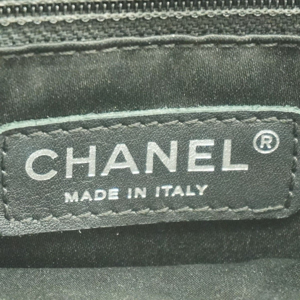 Chanel Chain Tote Quilted Caviar Leather Black Silver — view 5