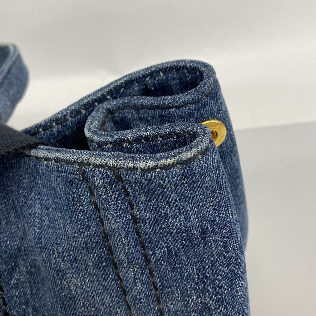 Prada Handbag Canapa Denim Navy Gold 2-Way — view 7