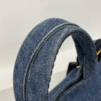 Prada Handbag Canapa Denim Navy Gold 2-Way — view 8