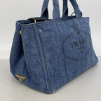 Prada Handbag Canapa Denim Navy Gold 2-Way — view 2
