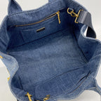 Prada Handbag Canapa Denim Navy Gold 2-Way — view 4