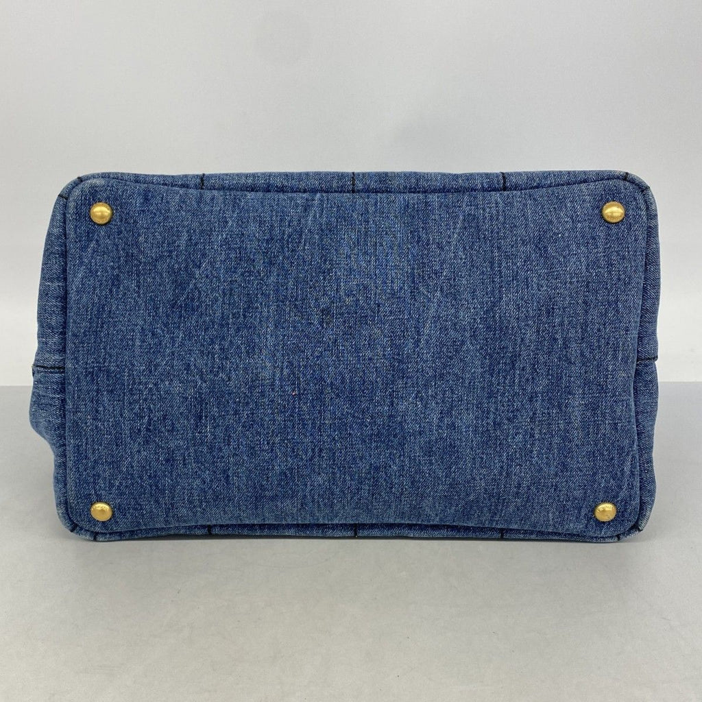Prada Handbag Canapa Denim Navy Gold 2-Way — view 3