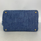 Prada Handbag Canapa Denim Navy Gold 2-Way — view 3