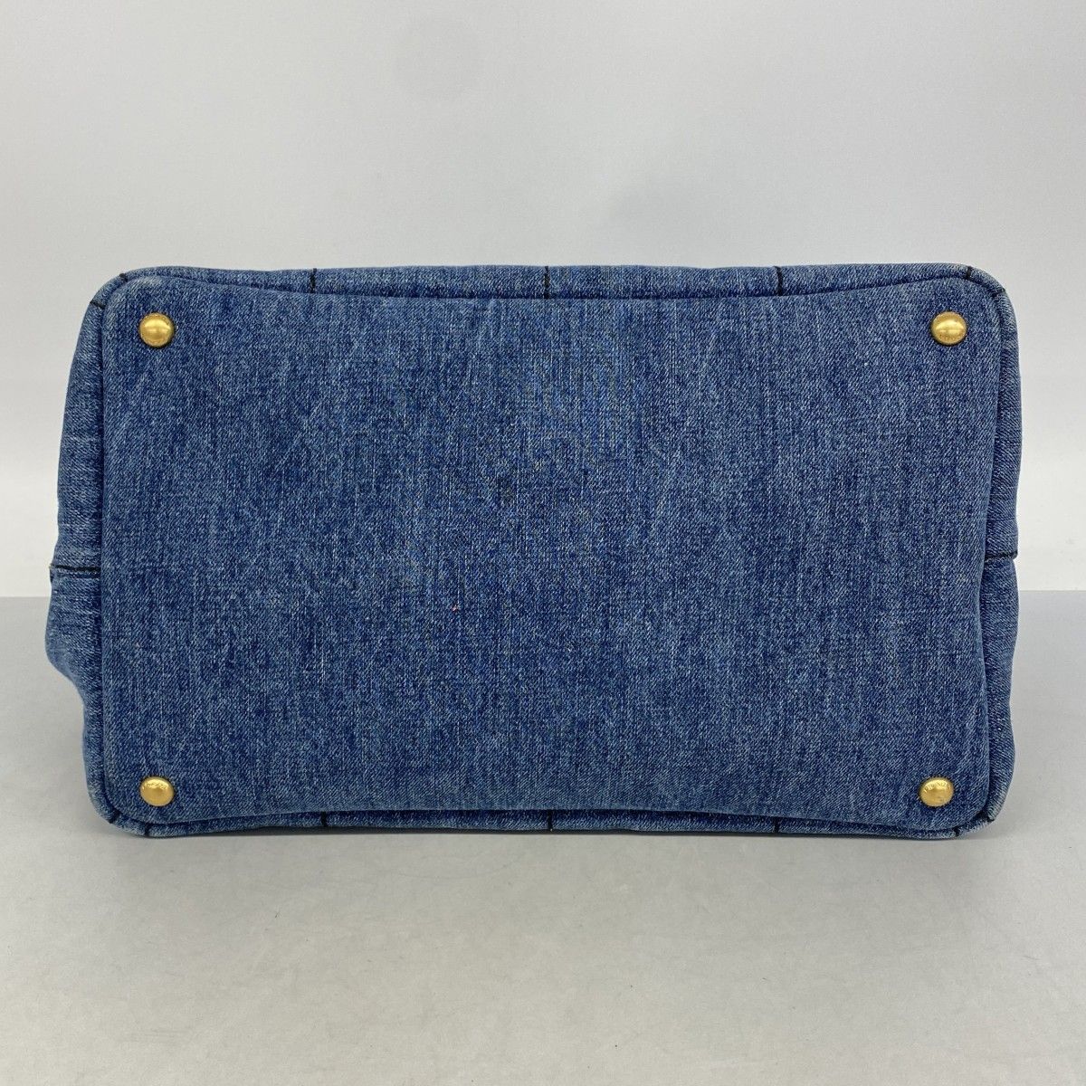 Prada Handbag Canapa Denim Navy Gold 2-Way — view 3