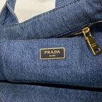 Prada Handbag Canapa Denim Navy Gold 2-Way — view 5