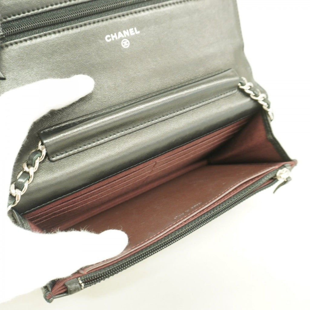 Chanel Shoulder Wallet Quilted Lambskin Black Silver — view 4