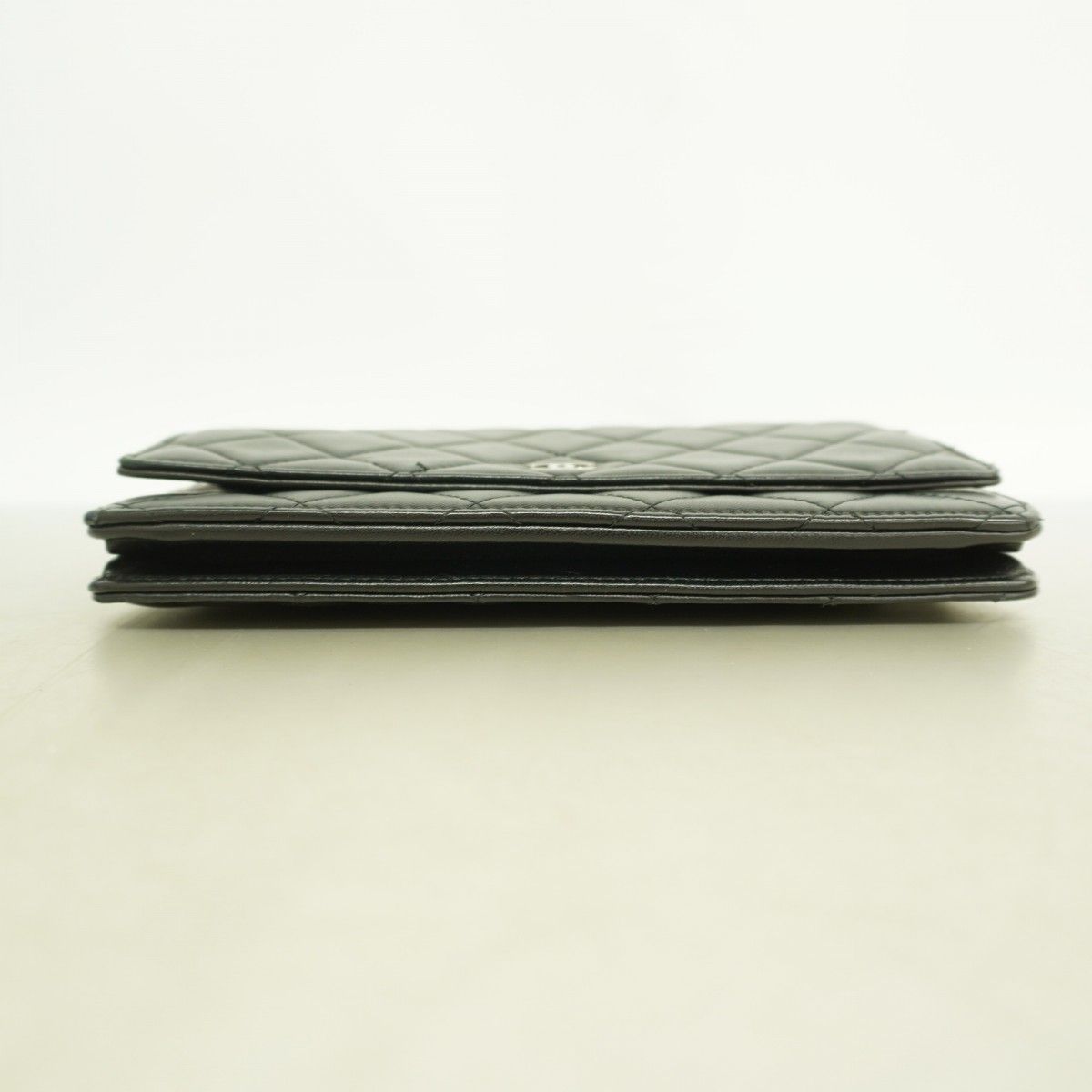 Chanel Shoulder Wallet Quilted Lambskin Black Silver — view 3