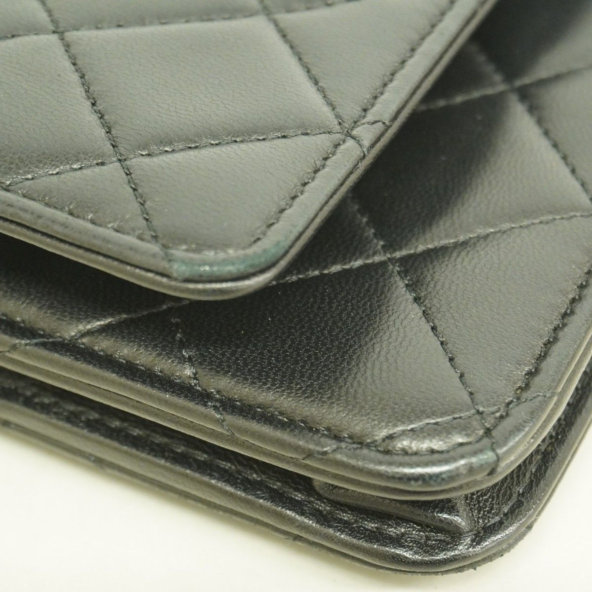 Chanel Shoulder Wallet Quilted Lambskin Black Silver — view 6