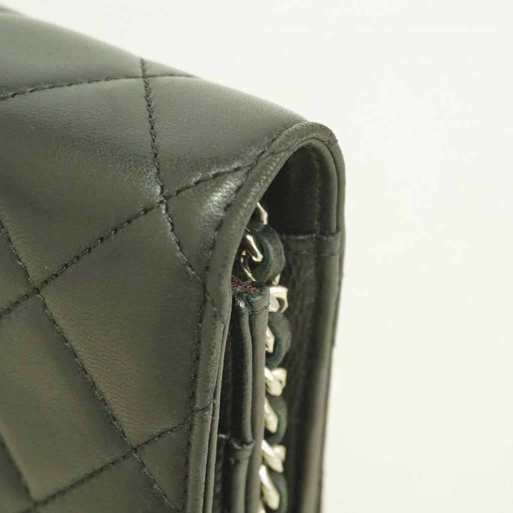 Chanel Shoulder Wallet Quilted Lambskin Black Silver — view 8
