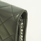 Chanel Shoulder Wallet Quilted Lambskin Black Silver — view 8