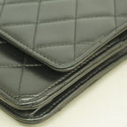 Chanel Shoulder Wallet Quilted Lambskin Black Silver — view 7