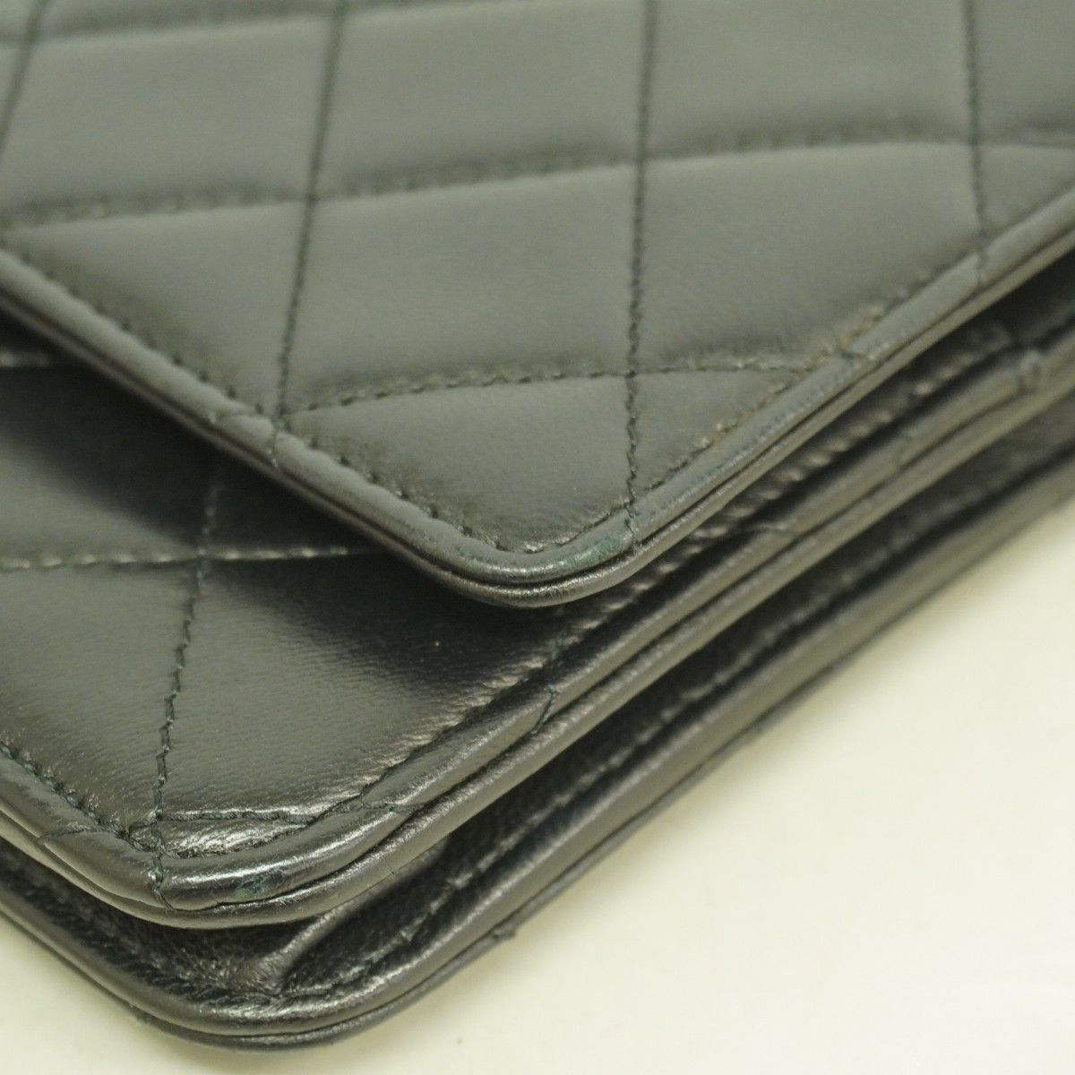 Chanel Shoulder Wallet Quilted Lambskin Black Silver — view 7