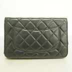 Chanel Shoulder Wallet Quilted Lambskin Black Silver — view 9