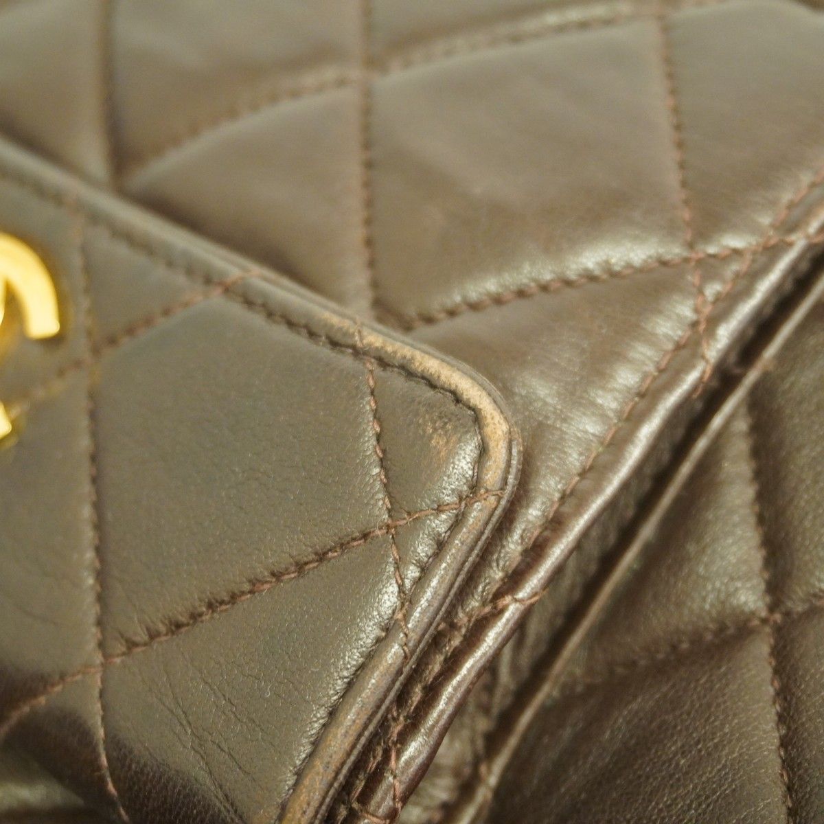 Chanel Backpack Quilted Lambskin Brown Gold — view 9