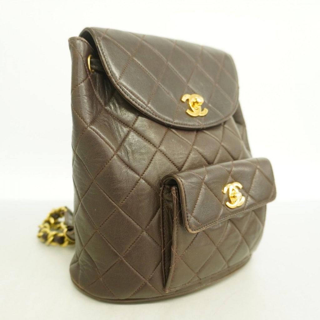 Chanel Backpack Quilted Lambskin Brown Gold — view 2