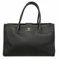 Chanel Tote Executive Leather Black Silver