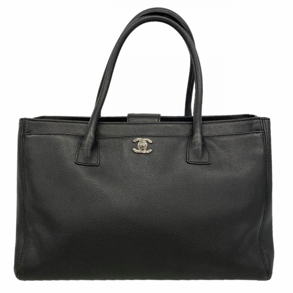 Chanel Tote Executive Leather Black Silver