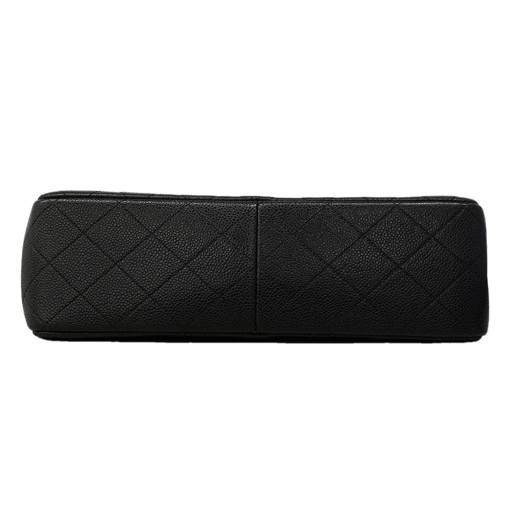 Chanel Shoulder Bag Maxi Quilted Caviar Leather Black Silver — view 3